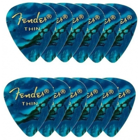 Fender Premium Celluloid 351 Shape Picks, Thin, Ocean Turquoise, 12-Pack - 1
