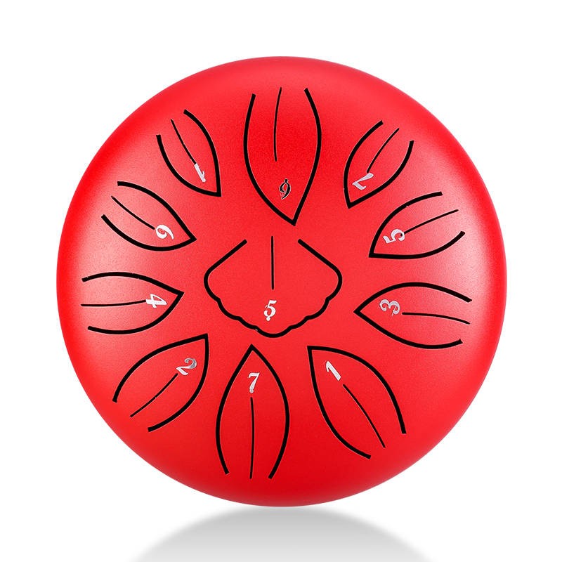 Hluru-Wangyou TWG11-6-Red Mini Ginkgo biloba drum 6" - Tongue Drum - 1