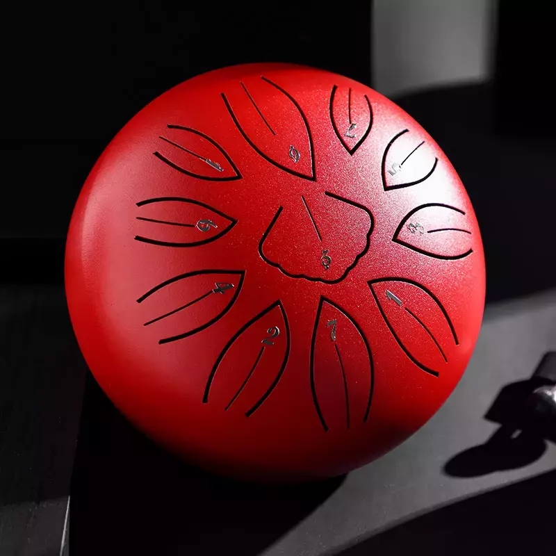 Hluru-Wangyou TWG11-6-Red Mini Ginkgo biloba drum 6" - Tongue Drum - 3