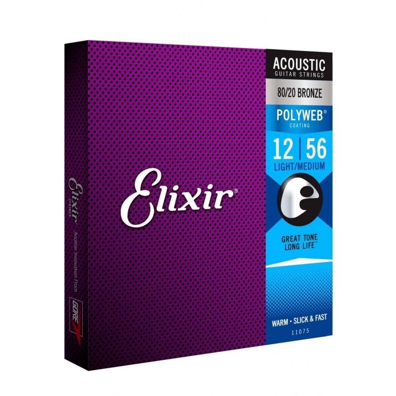 ELIXIR 11075 NanoWeb Phosphor Bronze Light Medium - Struny do akustyka 12-56 - 1