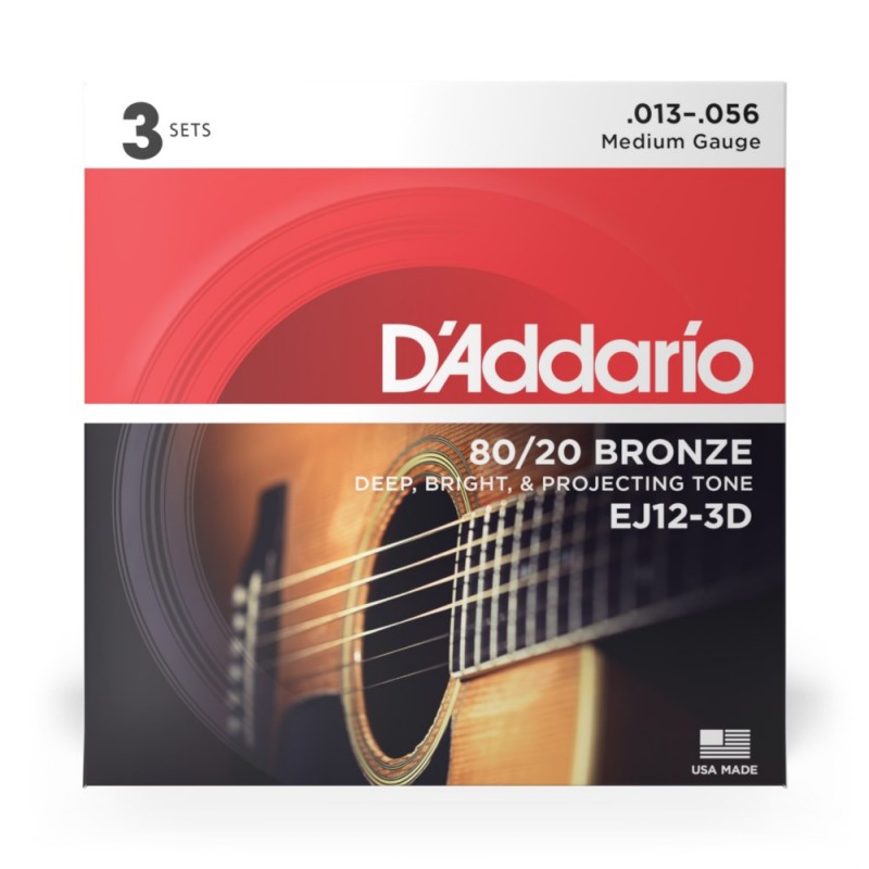 D'Addario EJ12-3D - Struny do gitary akustycznej (13-56, 3 kpl.) - 2