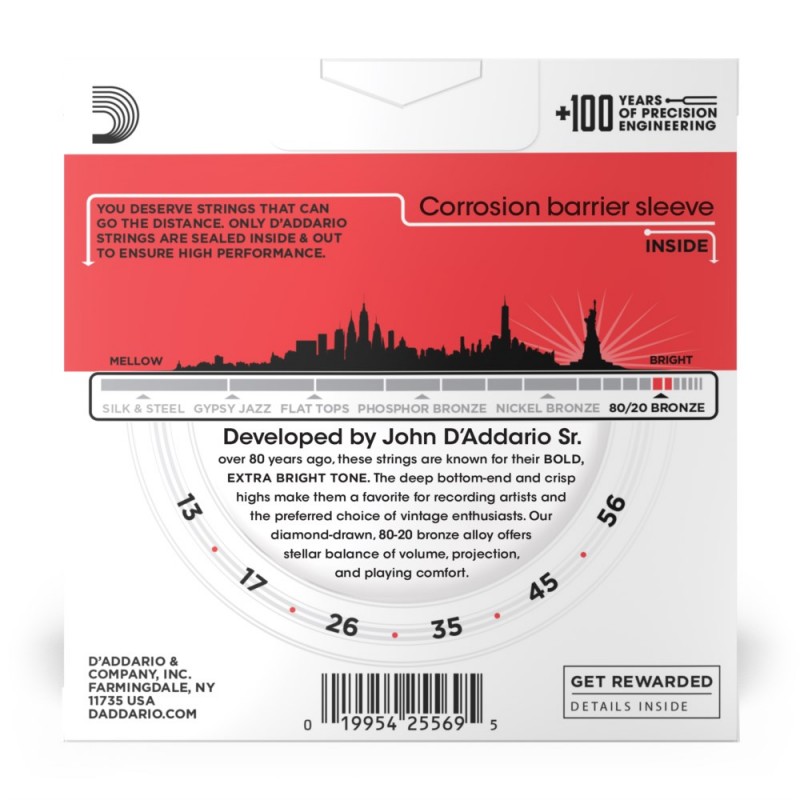 D'Addario EJ12-3D - Struny do gitary akustycznej (13-56, 3 kpl.) - 3