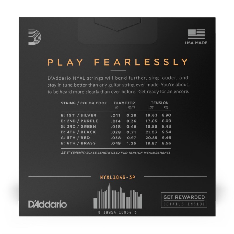 D'Addario NYXL1046-3P - Struny do gitary elektrycznej (10-46, 3 kpl.) - 3