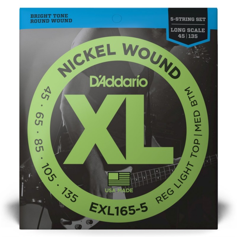 D'Addario EXL165-5 - Struny do gitary basowej 5-strunowe (45-135) - 2