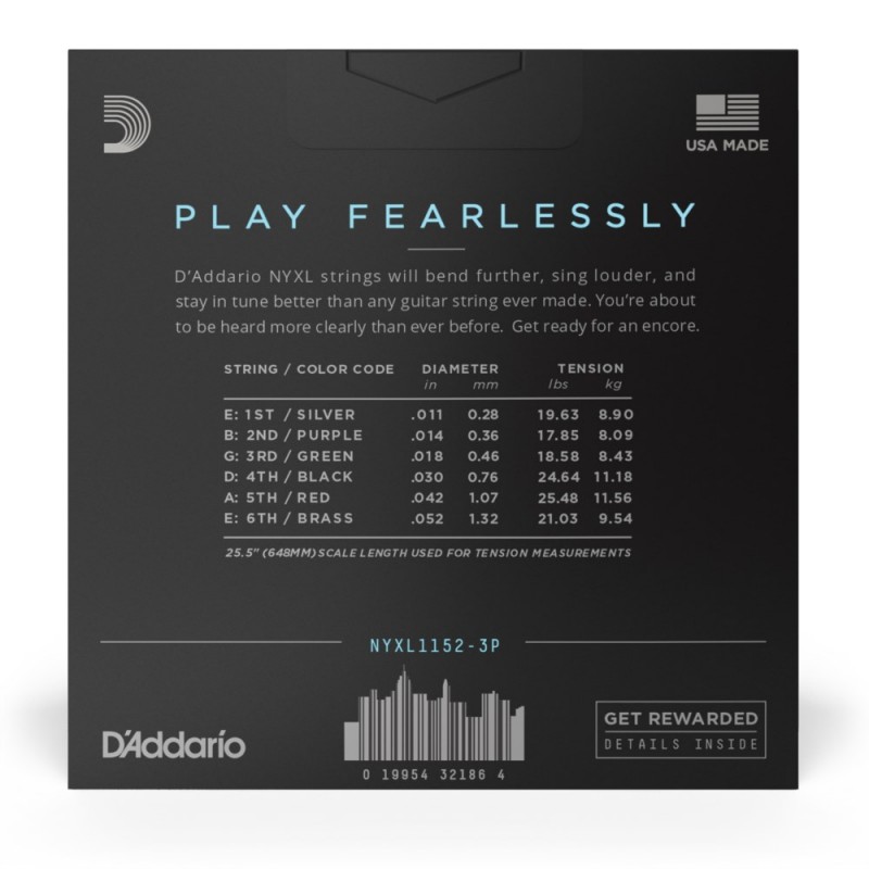 D'Addario NYXL1152-3P - Struny do gitary elektrycznej (11-52, 3 kpl.) - 3