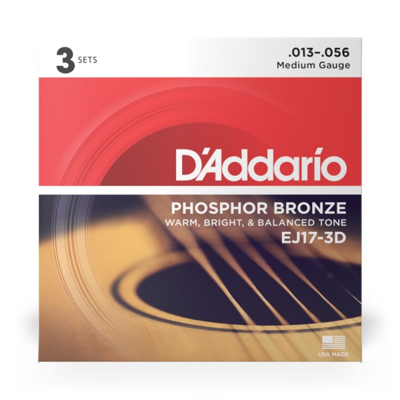 D'Addario EJ17-3D - Struny do gitary akustycznej (13-56, 3 kpl.) - 2