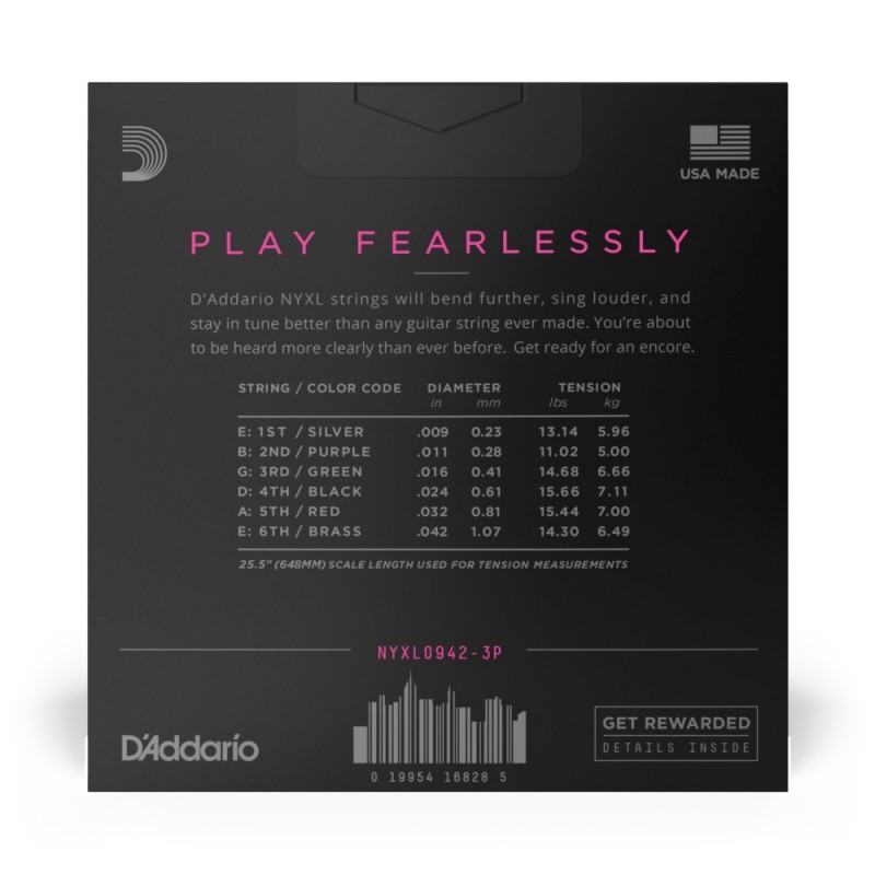D'Addario NYXL0942-3P - Struny do gitary elektrycznej (9-42, 3 kpl.) - 3
