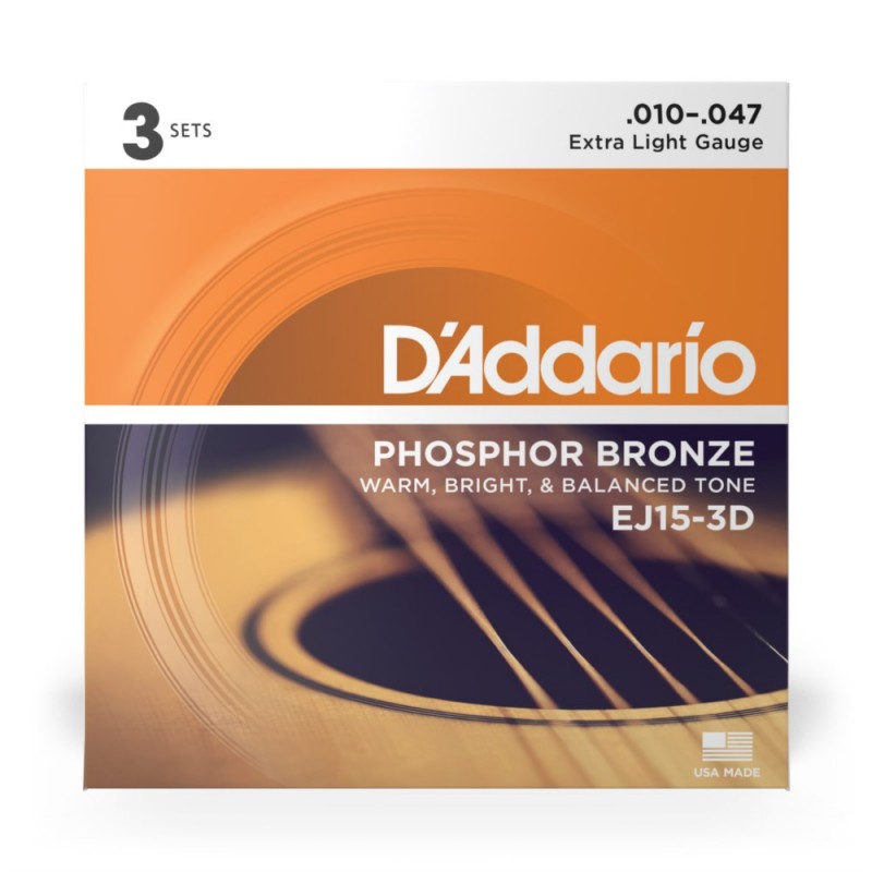 D'Addario EJ15-3D - Struny do gitary akustycznej (10-47, 3 kpl.) - 2