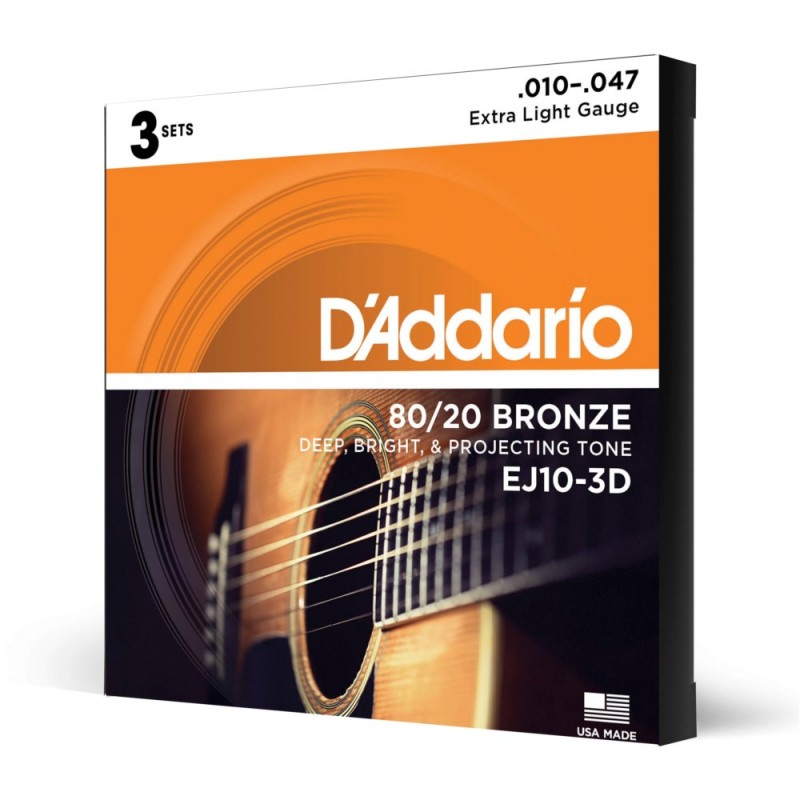 D'Addario EJ10-3D - Struny do gitary akustycznej (10-47, 3 kpl.) - 1