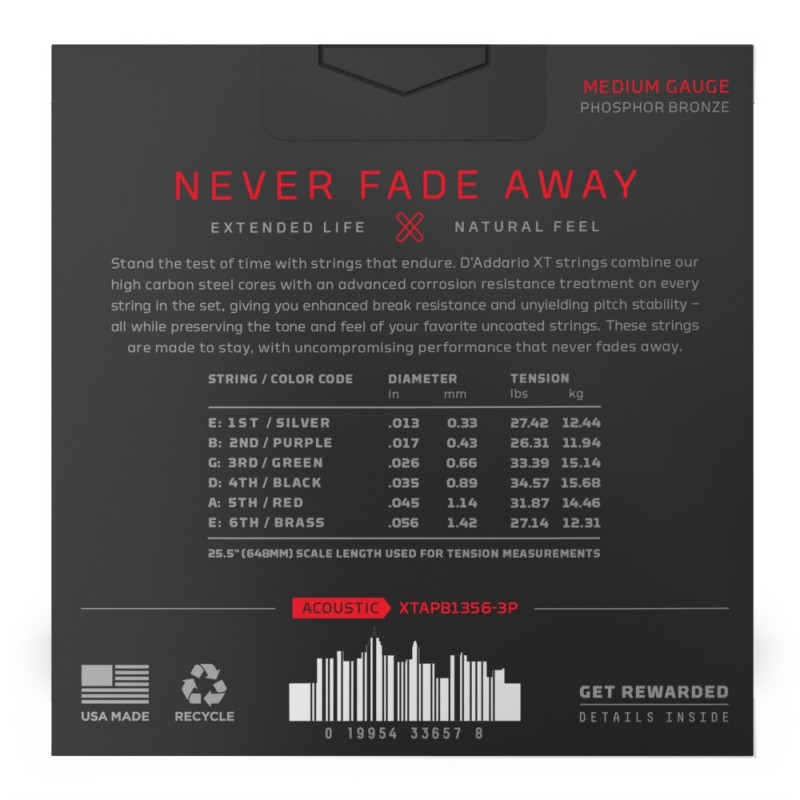 D'Addario XTAPB1356-3P - Struny do gitary akustycznej (13-56, 3 kpl.) - 3