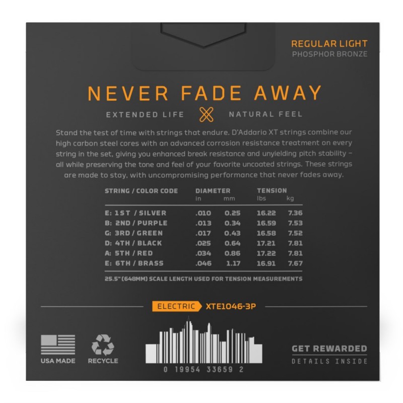 D'Addario XTE1046-3P XT - Struny do gitary elektrycznej (10-46, 3 kpl.) - 3