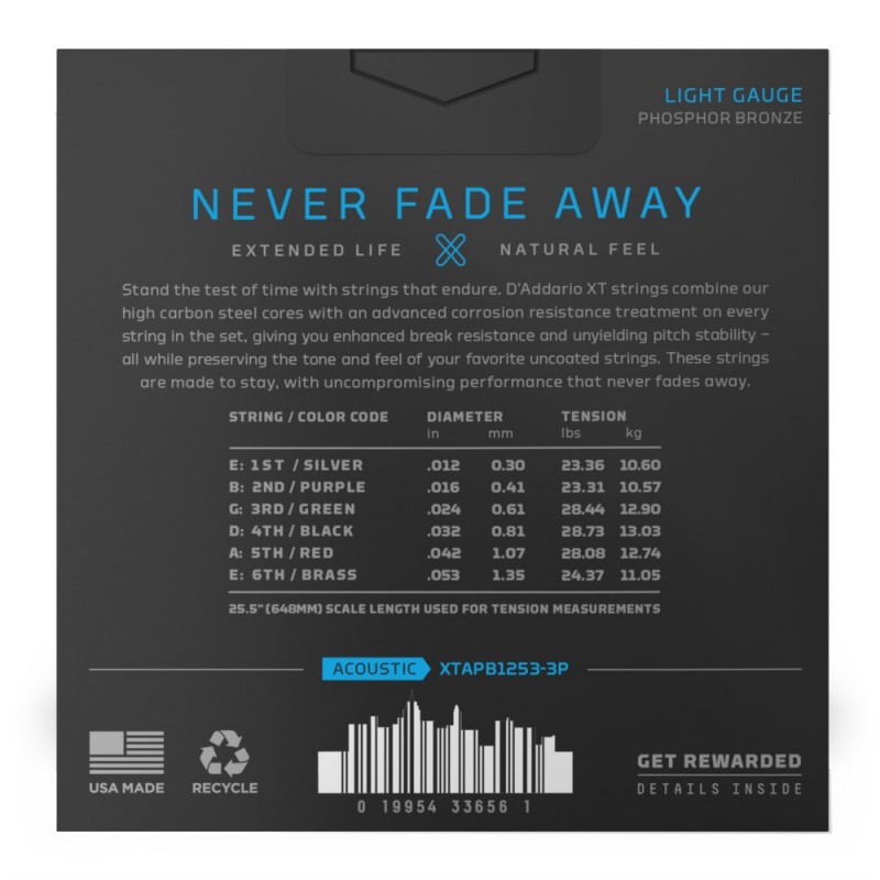 D'Addario XTAPB1253-3P - Struny do gitary akustycznej (12-53, 3 kpl.) - 3
