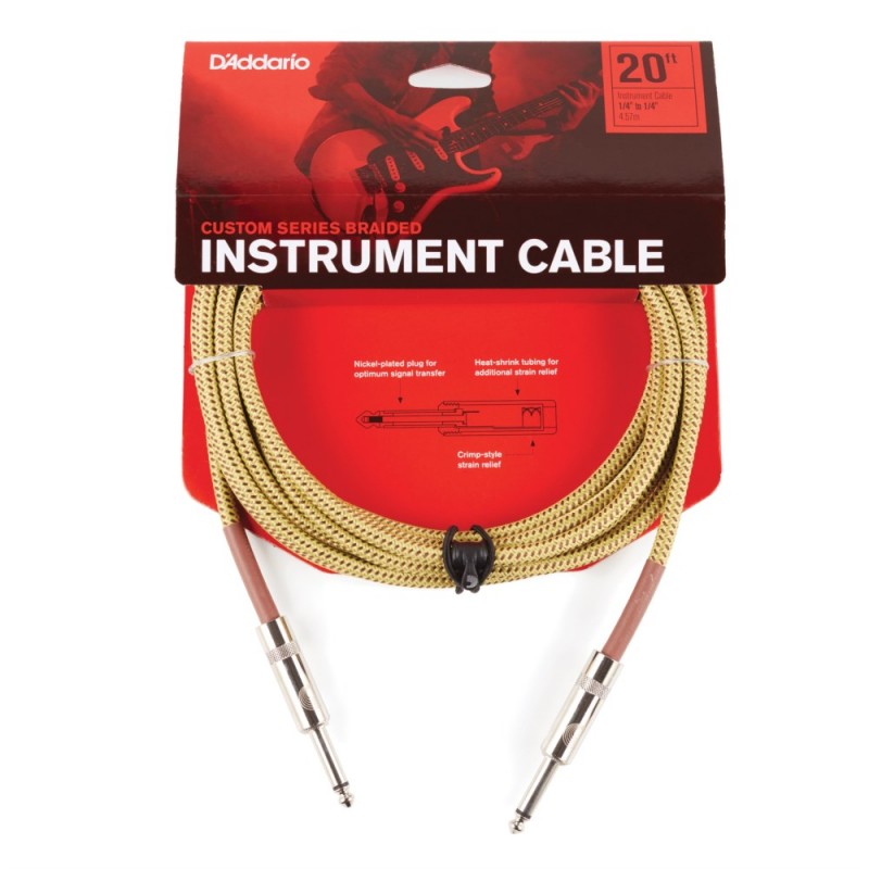 D'Addario PW-BG-20TW - Kabel instrumentalny z oplotem (tweed) - 3