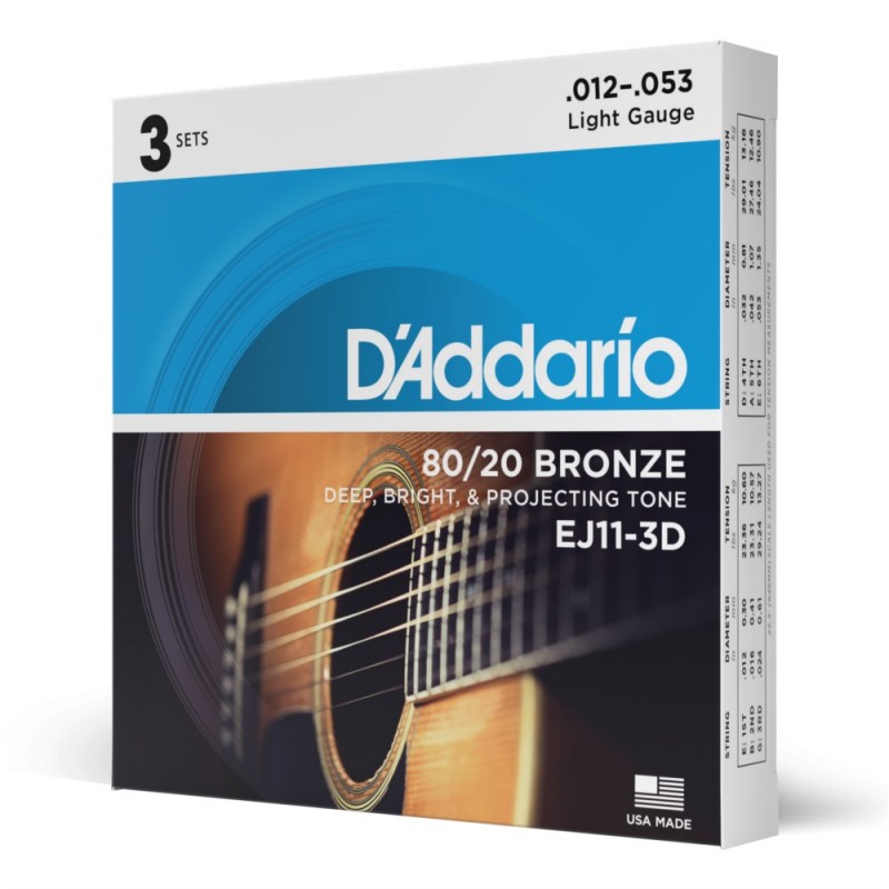 D'Addario EJ11-3D - Struny do gitary akustycznej (12-53, 3 kpl.) - 1