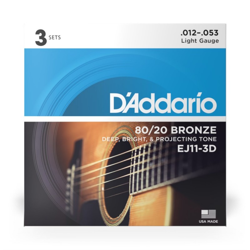 D'Addario EJ11-3D - Struny do gitary akustycznej (12-53, 3 kpl.) - 2