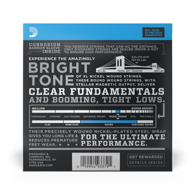 D'Addario EXL170-5TP - Struny do gitary basowej (45-130, 2 kpl.) - 3