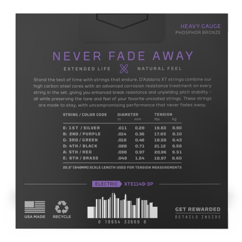 D'Addario XTE1149-3P XT - Struny do elektryka (11-49, 3 kpl.) - 3