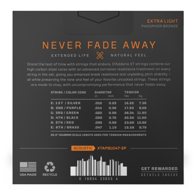 D'Addario XTAPB1047-3P - Struny do gitary akustycznej (10-47, 3 kpl.) - 3