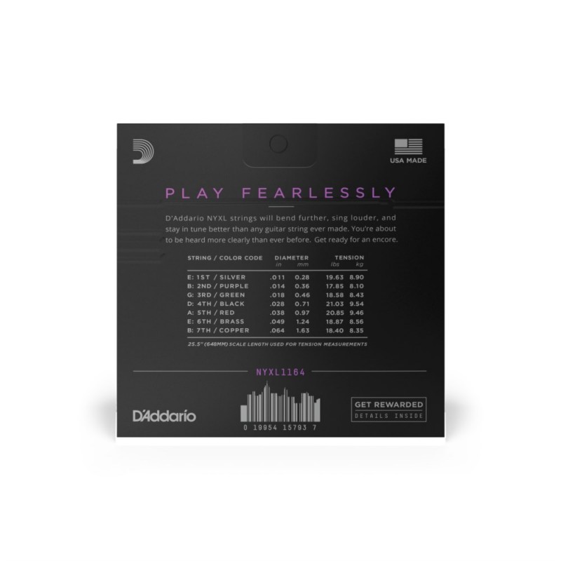 D'Addario NYXL1164 - Struny do gitary elektrycznej 7-strunowe (11-64) - 3