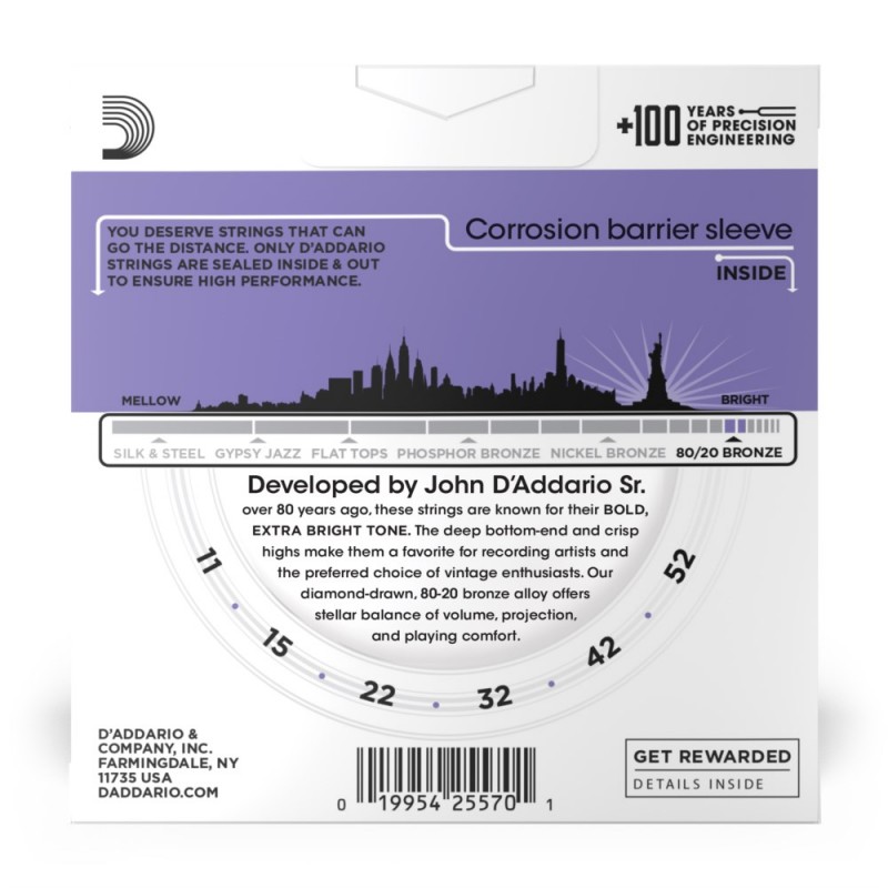 D'Addario EJ13-3D - Struny do gitary akustycznej (11-52, 3 kpl.) - 3