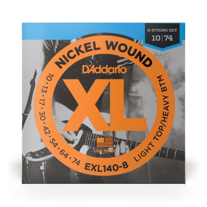 D'Addario EXL140-8 - Struny do gitary elektrycznej 8-strunowe (10-74) - 2