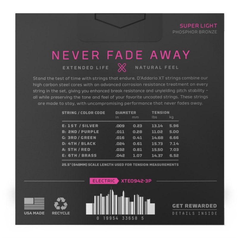 D'Addario XTE0942-3P XT - Struny do gitary elektrycznej (09-42, 3 kpl.) - 3