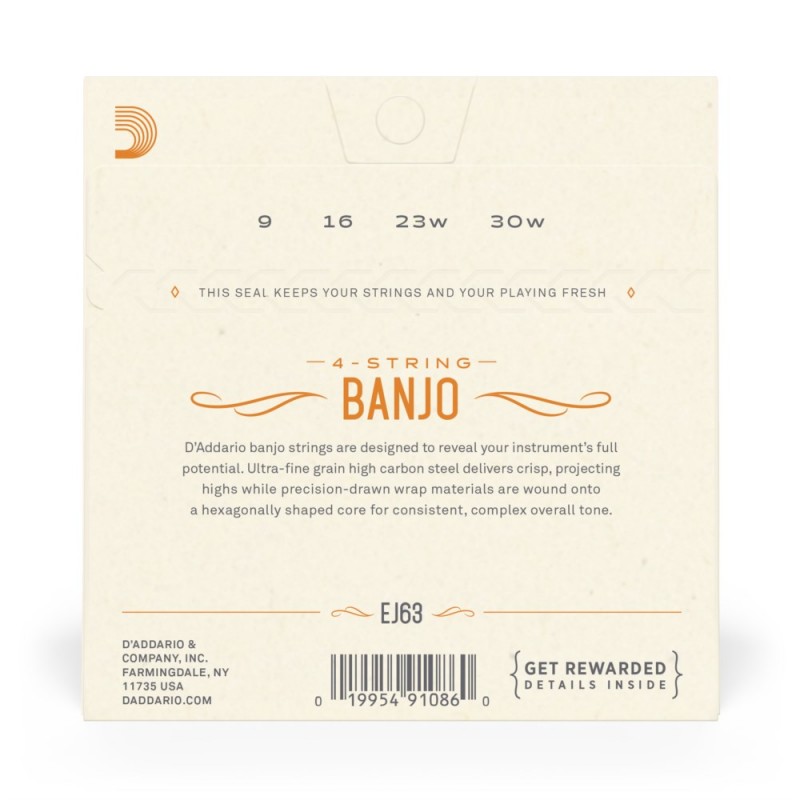 D'Addario EJ63 - Struny do banjo Tenor (9-30) - 3