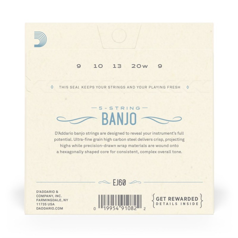 D'Addario EJ60 - Struny do banjo 5-strunowe (9-20) - 3