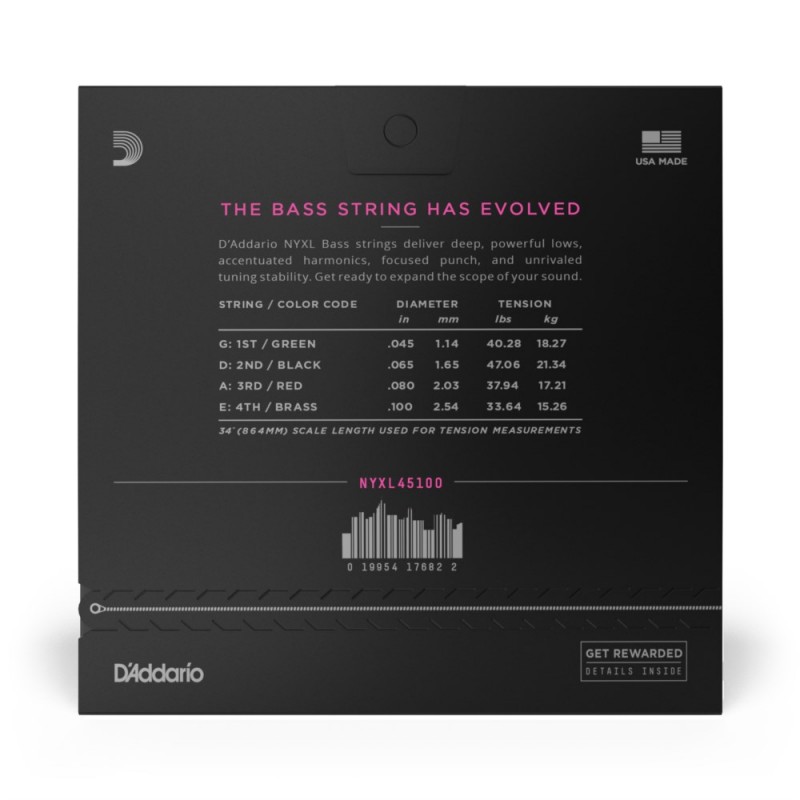 D'Addario NYXL45100 - Struny do gitary basowej (45-100) - 3