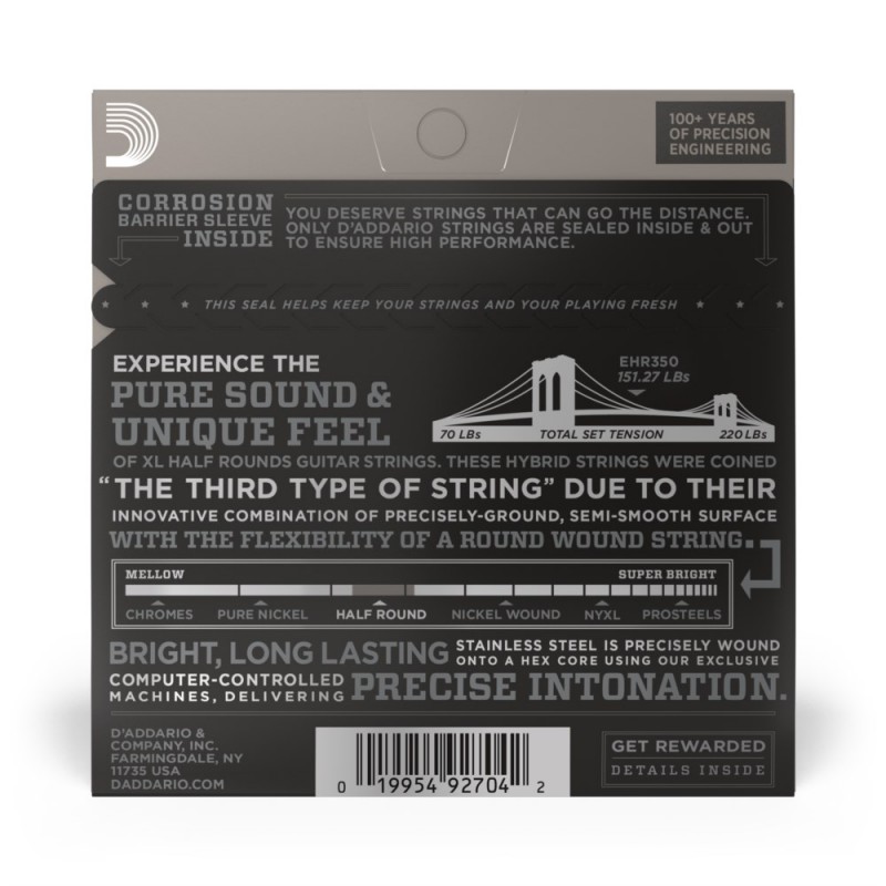 D'Addario EHR350 - Struny do gitary elektrycznej (12-52) - 3