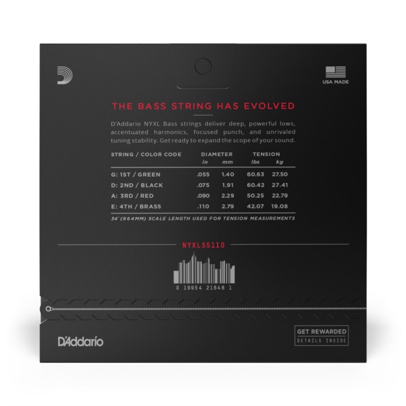 D'Addario NYXL55110 - Struny do gitary basowej (55-110) - 3