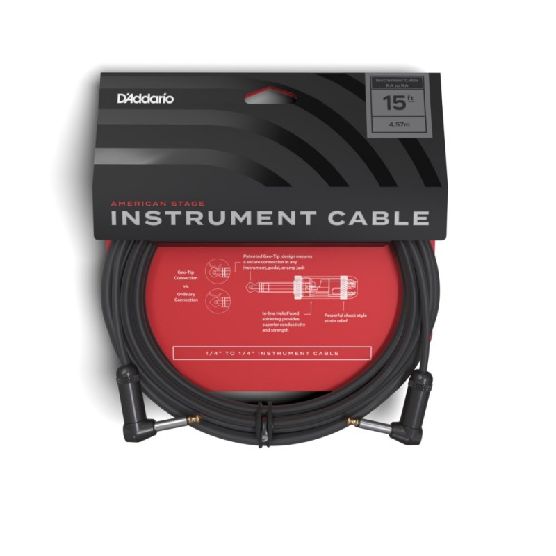 D'Addario PW-AMSGRR-15 - Kabel gitarowy kątowy (4.5 m) - 3
