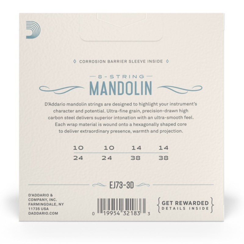 D'Addario EJ73-3D - Struny do mandoliny (10-38, 3 kpl.) - 3