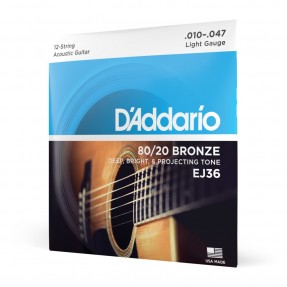 D'Addario EJ36 - Struny do gitary akustycznej 12-strunowe (10-47) - 1