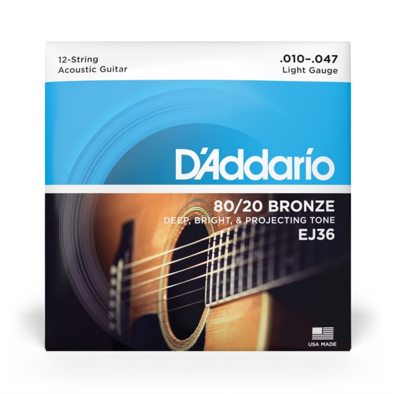 D'Addario EJ36 - Struny do gitary akustycznej 12-strunowe (10-47) - 2