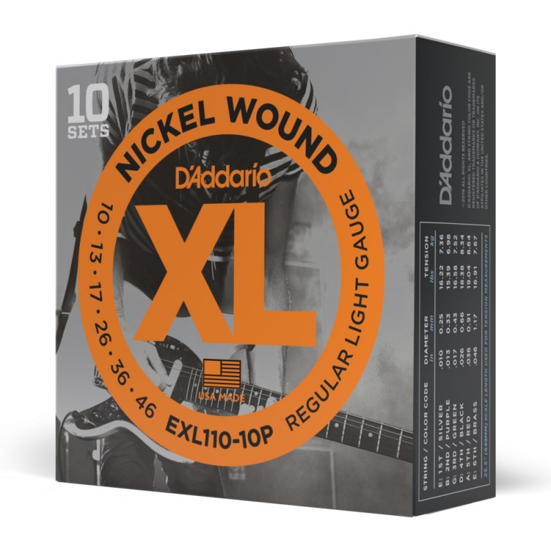 D'Addario EXL110-10P - Struny do gitary elektrycznej (10-46, 10 kpl.) - 1