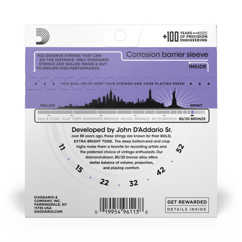 D'Addario EJ13 - Struny do gitary akustycznej (11-52) - 3