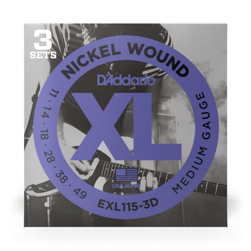D'Addario EXL115-3D - Struny do gitary elektrycznej (11-49, 3 kpl.) - 2