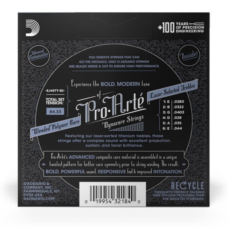 D'Addario EJ45TT-3D - Struny do gitary klasycznej (3 kpl.) - 3