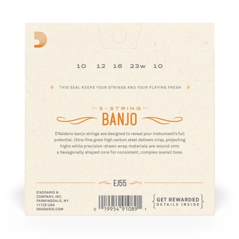 D'Addario EJ55 - Struny do banjo 5-strunowe (10-23) - 3