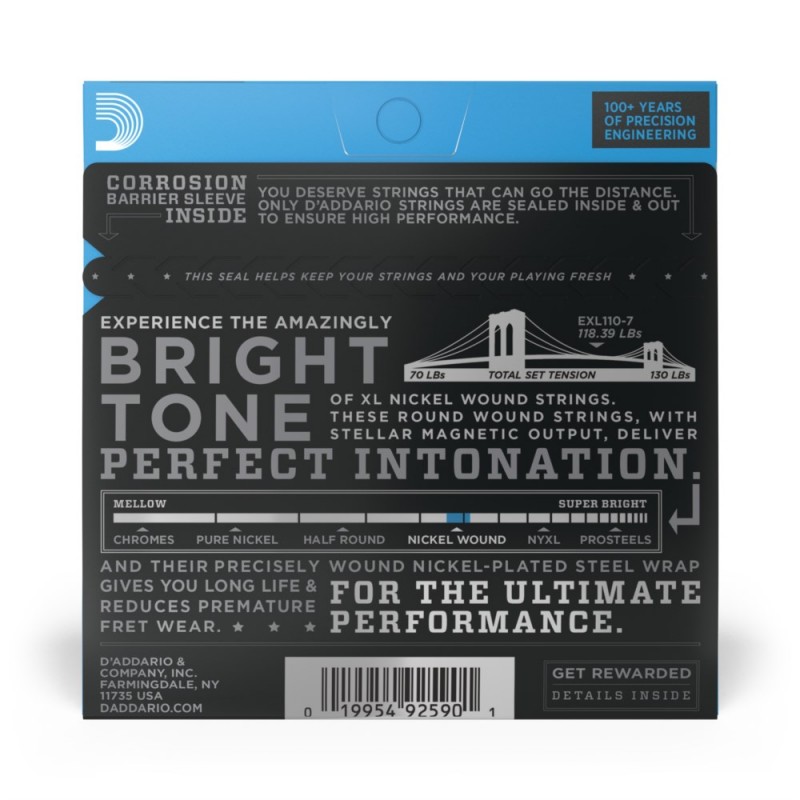 D'Addario EXL110-7 - Struny do gitary elektrycznej 7-strunowe (10-59) - 3