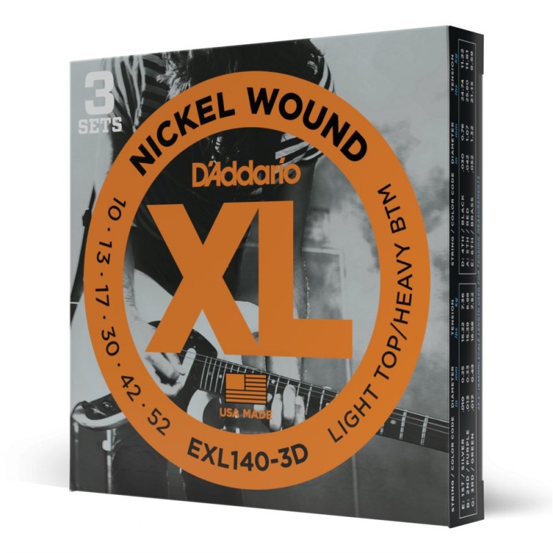 D'Addario EXL140-3D - Struny do gitary elektrycznej (10-52, 3 kpl.) - 1