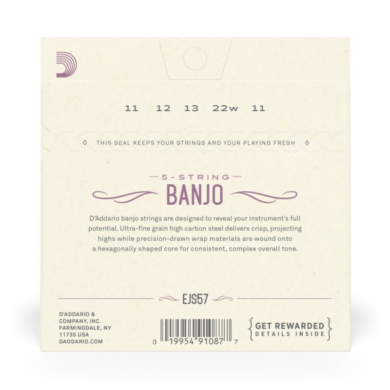 D'Addario EJS57 - Struny do banjo 5-strunowe (11-22) - 3