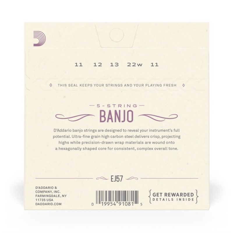 D'Addario EJ57 - Struny do banjo 5-strunowe (11-22) - 3