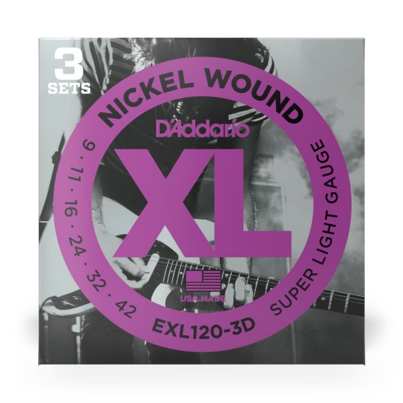 D'Addario EXL120-3D - Struny do gitary elektrycznej (09-42, 3 kpl.) - 2