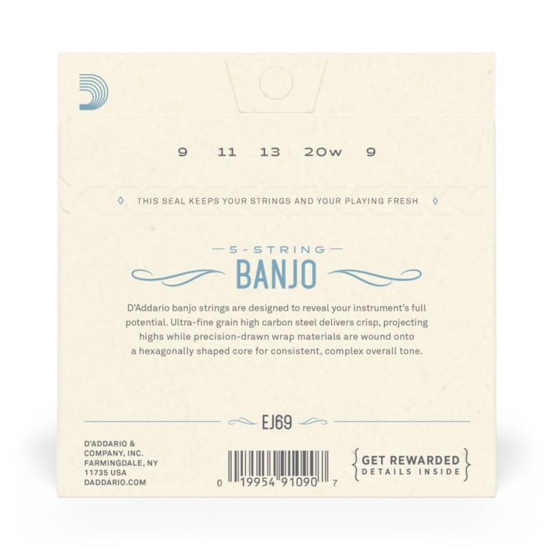 D'Addario EJ69 - Struny do banjo 5-strunowe (9-20) - 3
