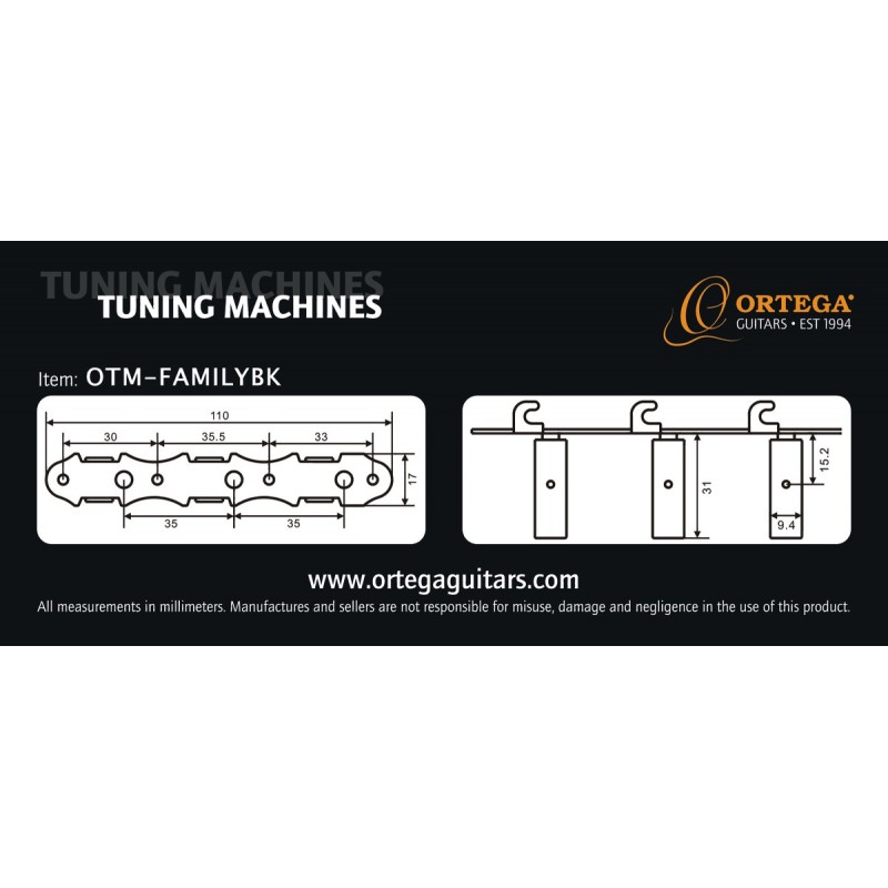 Ortega OTM-FAMILYBK - maszyny do strojenia gitary klasycznej - 2