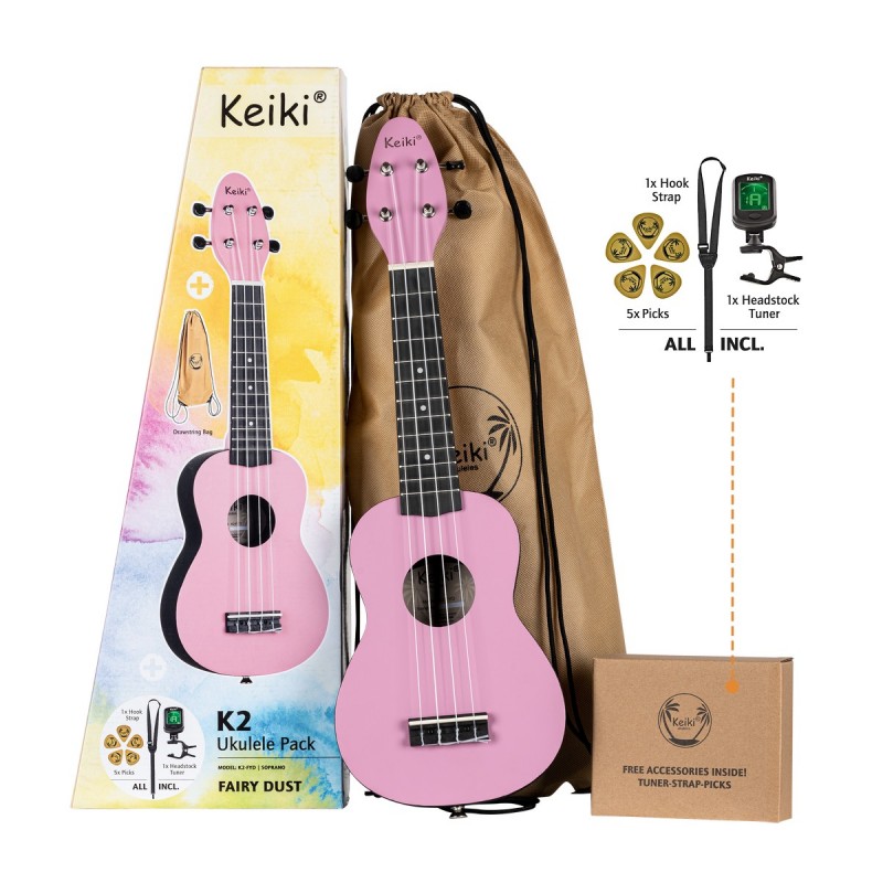 Ortega Keiki K2-FYD - ukulele sopranowe, zestaw Fairy Dust - 1