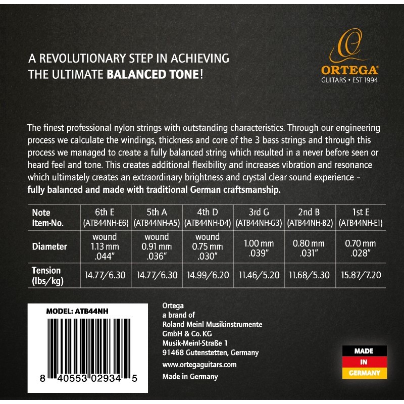 Ortega ATB44NH - struny nylonowe do gitary klasycznej - 2
