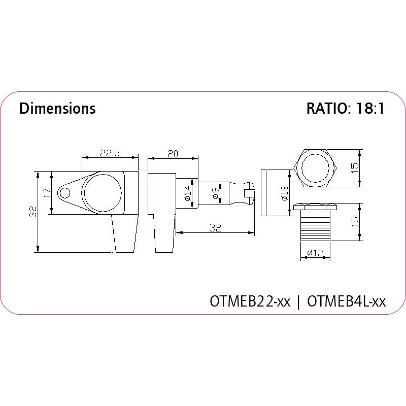 Ortega OTMEB4L-CR - maszyny do strojenia gitary elektroakustycznej - 2
